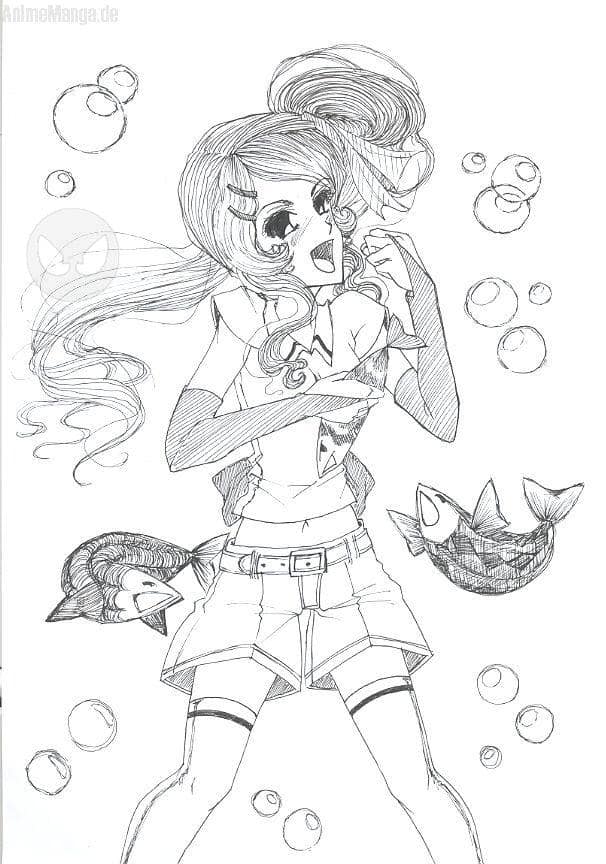 Mädchen mit Fischen