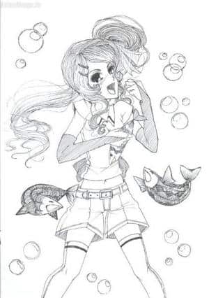 Mädchen mit Fischen