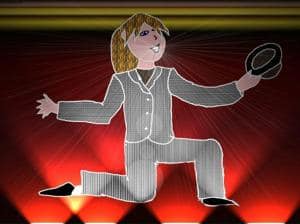 Mädel in Anzug und Hut