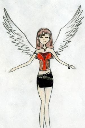 Kyoko mit Flügeln - color