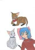 CatGirl with two cats