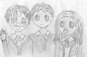 Harry,Hermine,Ron