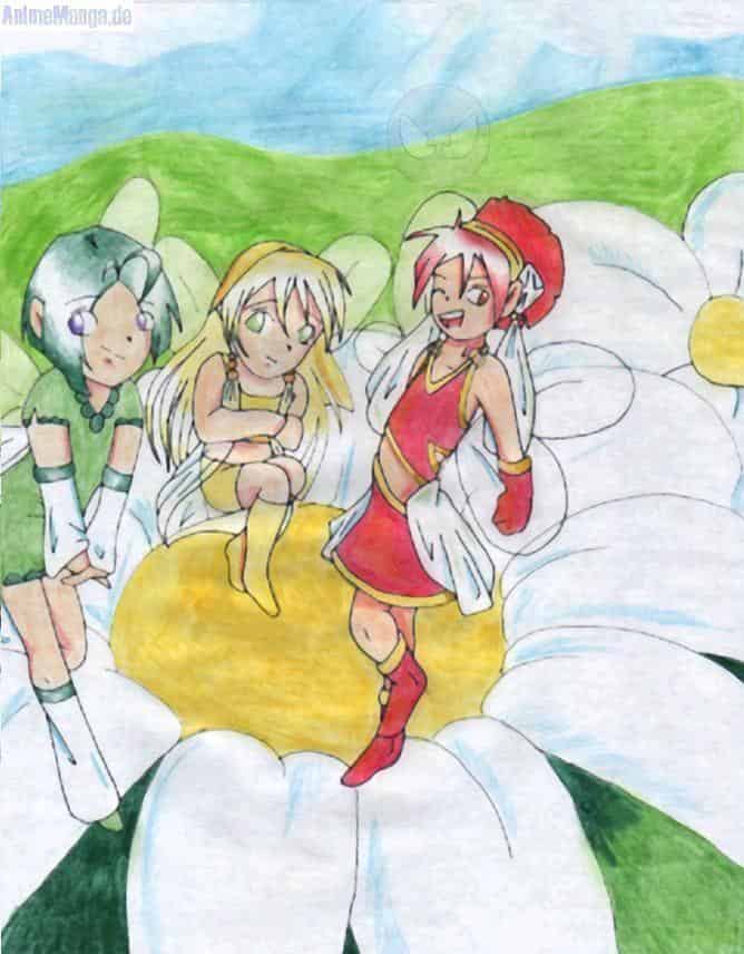 Elfen am Rand eines Blumenfeldes...