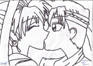 Erster Kuss im Mondschein ols auf Papier (für kagomemitPfeilun,dieärzte,leoparden usw. usf.)