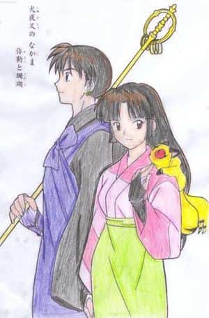 Miroku und sango mit Buntis coloriert