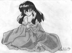 die s/w version meiner weinenden Kagome mit bleistift^^