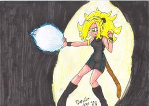 Akije als SSj mit ner Ki-Kugel