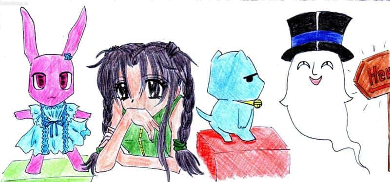 Meroko-hase,Mitsuki,Taku-Katze und Jonathan Colo