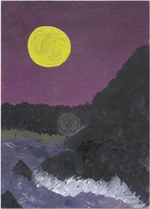 Brandung bei Vollmond