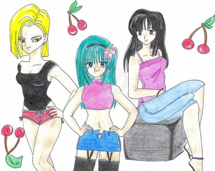 Highschool-girls C18,Bulma & ChiChi