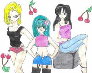 Highschool-girls C18,Bulma & ChiChi