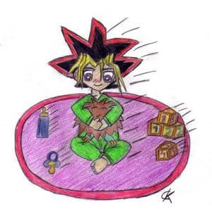 klein Yugi mit Kuriboh