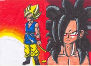 Goku als einfacher und 4facher Ssj