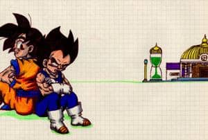 Vegeta und Kakarott in einem Raum