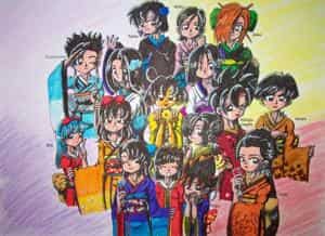 All Saiyajin Ladies in Kimonos