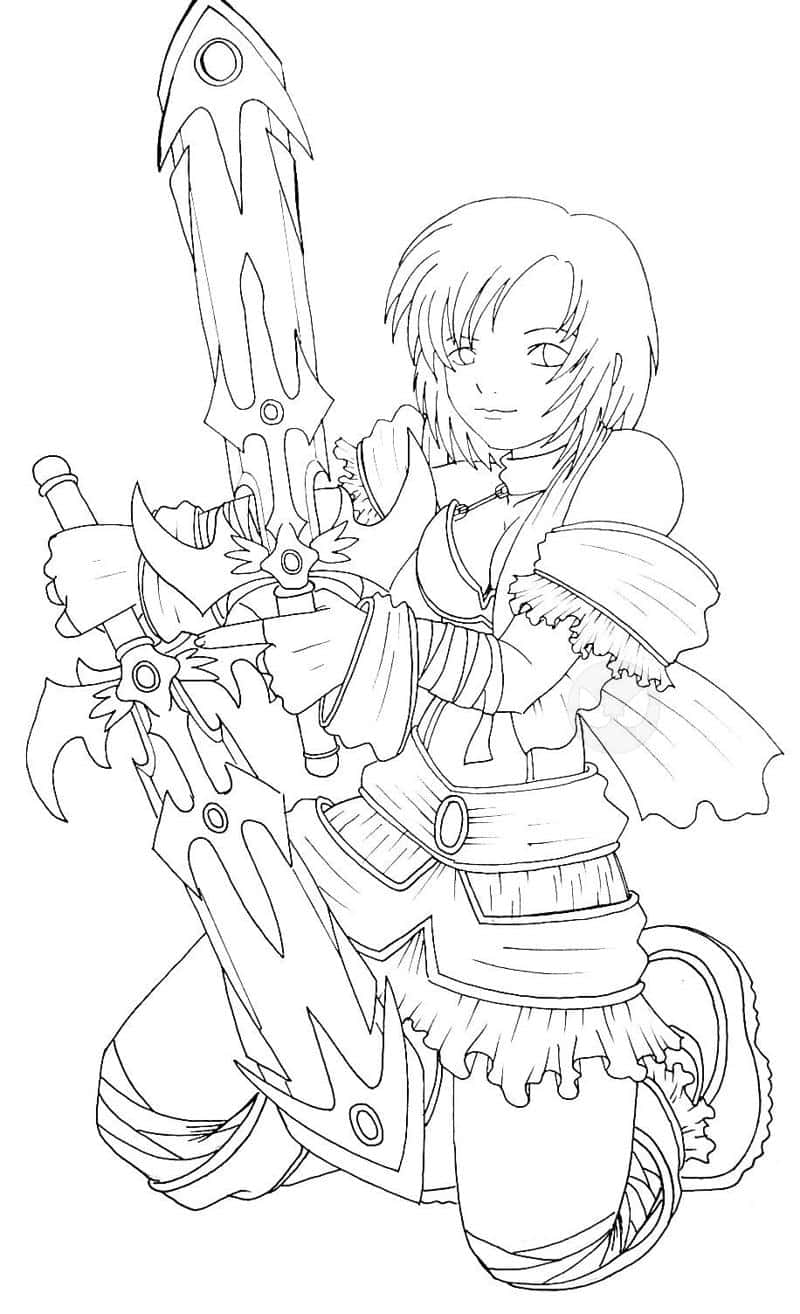 Frau mit 2 Schwertern Ols xD