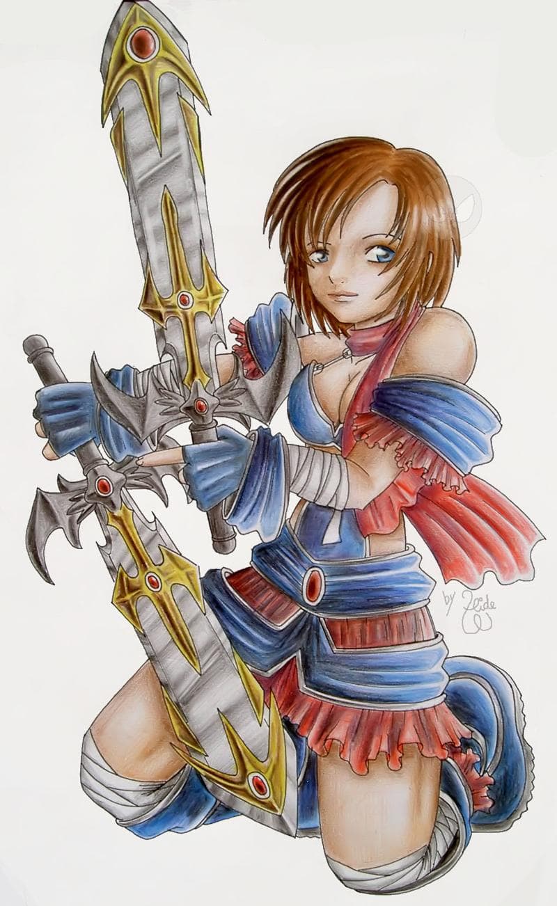 Weib mit 2 Schwertern xD