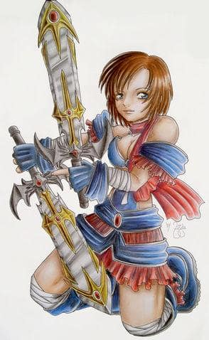 Weib mit 2 Schwertern xD