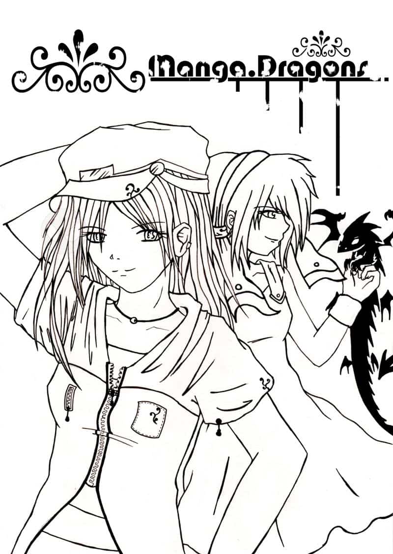 Manga Dragons Outlines
