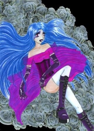 Gothiclolita auf Rosen gebettet