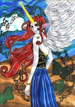 Feuerpegasus mit Horn