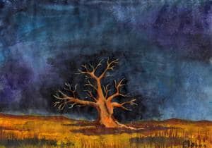 Gewitterhimmel mit totem Baum...