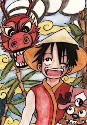 Ruffy, Chopper und der Balldragon aus Skypia