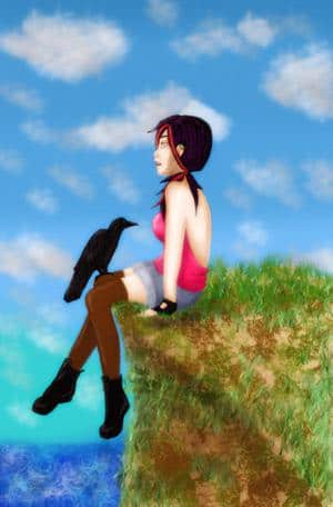 Raven on a cliff