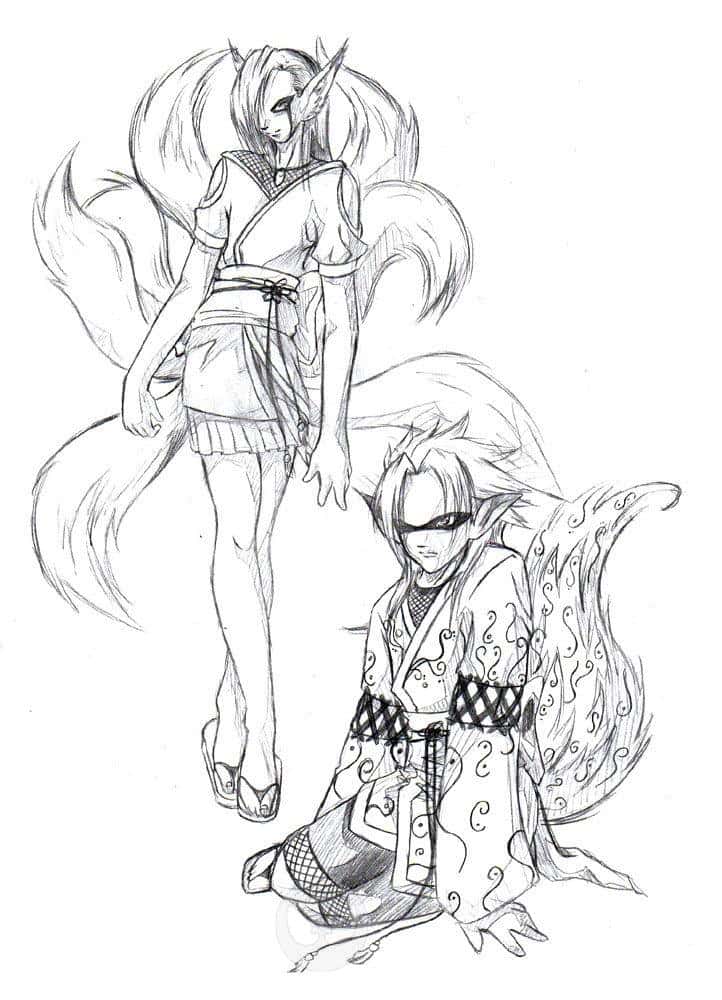 Skizzeninvasion #3: Kyubi/Shukaku Kimono