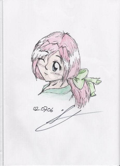 mädchen mit roten haaren und grüner schleife