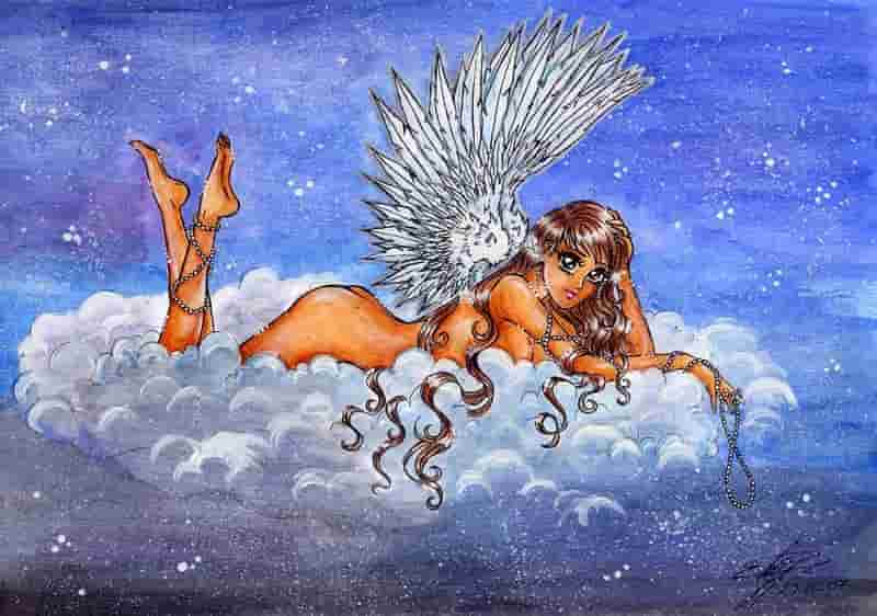 Angel with dark eyes