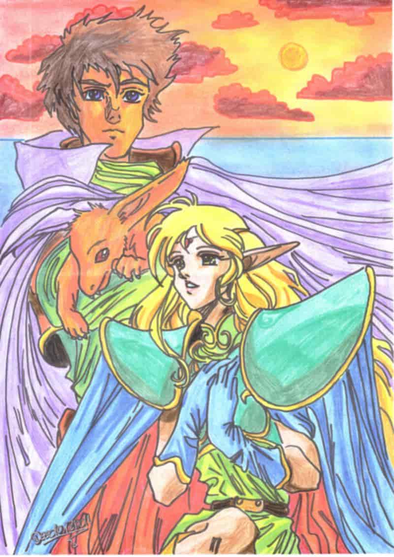 Deedo und Parn mit einem Drachen