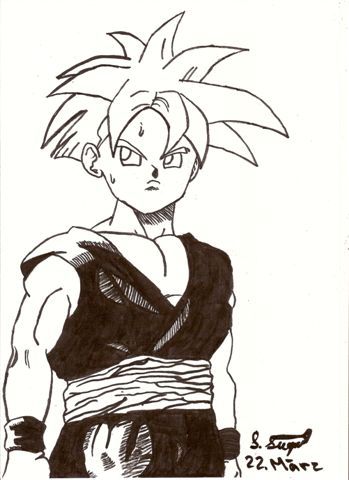 Gohan; erste Zeichnung mit Tusche