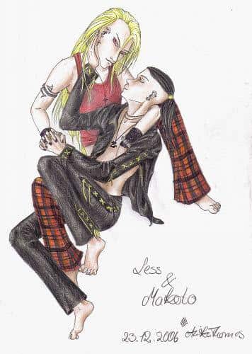 Makoto in den Armen von Less