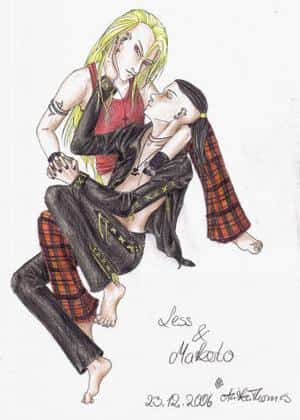 Makoto in den Armen von Less