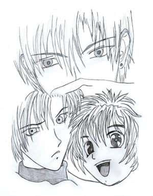 Shuichi und Yuki schwarz weiß