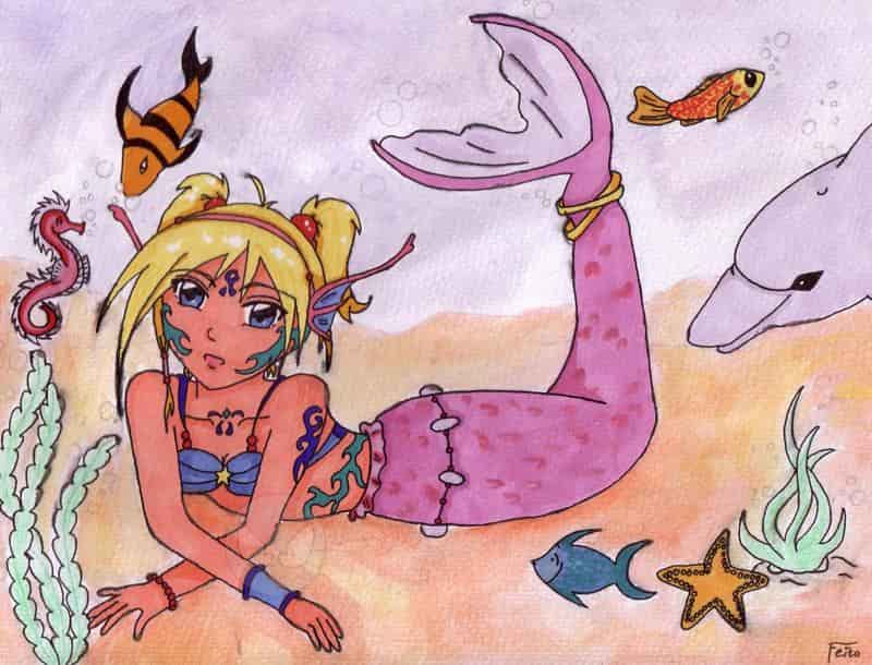 Meerjungfrau Coloriert
