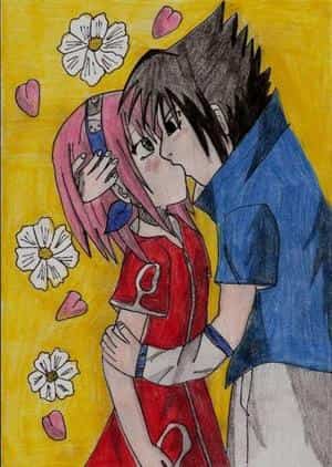 Sasuke und Sakura First Kiss