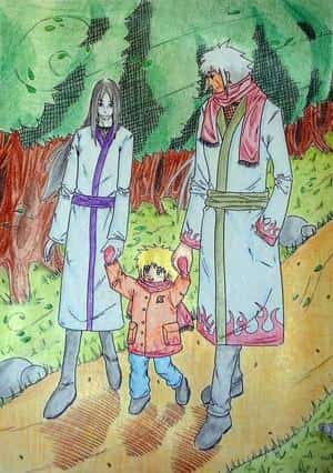 Orochimaru, klein Yondaime und Jiraiya